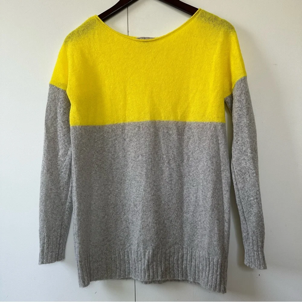 Gap Yellow Grey Colorblock Sweater